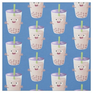 Cute happy bubble tea boba cartoon stof