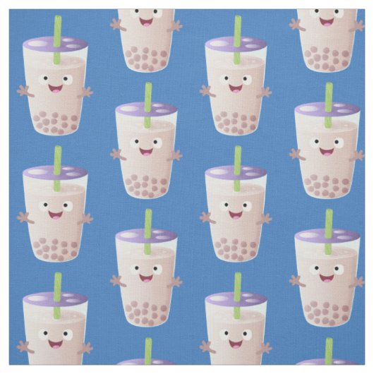 Cute happy bubble tea boba cartoon stof (Swatch)