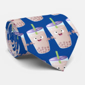 Cute happy bubble tea boba cartoon stropdas (Opgerold)