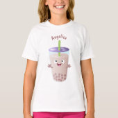Cute happy bubble tea boba cartoon t-shirt (Voorkant)