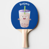 Cute happy bubble tea boba cartoon tafeltennisbatje (Achterkant)