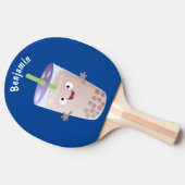 Cute happy bubble tea boba cartoon tafeltennisbatje (Zijkant)