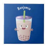 Cute happy bubble tea boba cartoon tegeltje (Voorkant)