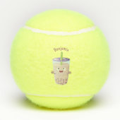 Cute happy bubble tea boba cartoon tennisballen (Achterkant)
