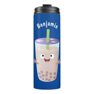 Cute happy bubble tea boba cartoon thermosbeker