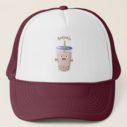 Cute happy bubble tea boba cartoon trucker pet (Voorkant)