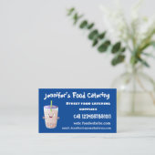 Cute happy bubble tea boba cartoon visitekaartje (Staand voorkant)