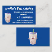 Cute happy bubble tea boba cartoon visitekaartje (Voorkant / Achterkant)