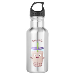 Cute happy bubble tea boba cartoon waterfles 