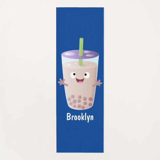 Cute happy bubble tea boba cartoon yogamat (Voorkant)