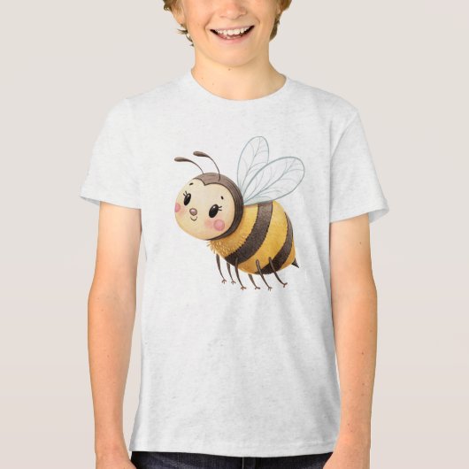 Cute Happy Bumblebee Illustration Tri-Blend Shirt (Voorkant)