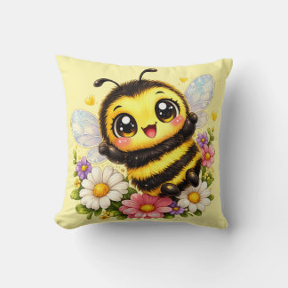 Cute Happy Bumblebee Kawaii Cushion Pillow Kussen