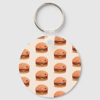 CUTE HAPPY BURGERS 2,25-inch Basic Button Sleutelh Sleutelhanger