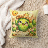 Cute Happy Cactus Kawaii Kussen Kussenhoes (Deken)