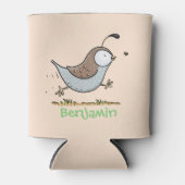 Cute happy californian quail cartoon afbeelding blikjeskoeler (Voorkant)