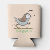 Cute happy californian quail cartoon afbeelding blikjeskoeler (Achterkant)