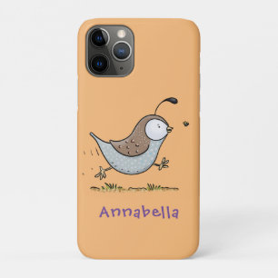 Cute happy californian quail cartoon afbeelding Case-Mate iPhone case