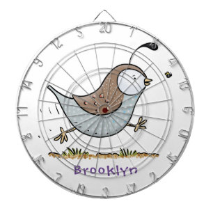 Cute happy californian quail cartoon afbeelding dartbord