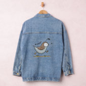 Cute happy californian quail cartoon afbeelding denim jacket (Hangar)