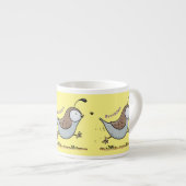 Cute happy californian quail cartoon afbeelding espresso kop (Voorkant rechts)