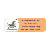 Cute happy californian quail cartoon afbeelding etiket (Voorkant)