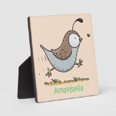 Cute happy californian quail cartoon afbeelding fotoplaat (Voorkant)