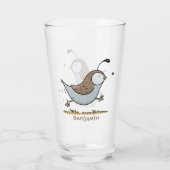 Cute happy californian quail cartoon afbeelding glas (Achterkant)