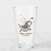 Cute happy californian quail cartoon afbeelding glas (Voorkant)