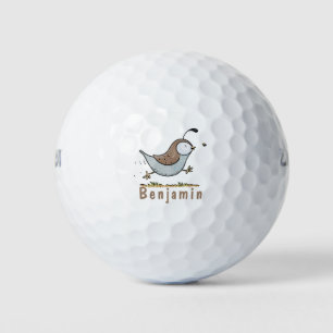Cute happy californian quail cartoon afbeelding golfballen