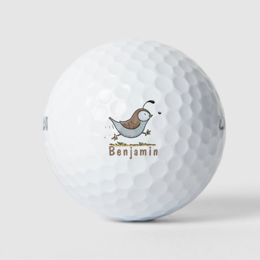 Cute happy californian quail cartoon afbeelding golfballen (Voorkant)