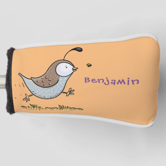 Cute happy californian quail cartoon afbeelding golfheadcover (Voorkant)