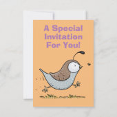 Cute happy californian quail cartoon afbeelding kaart (Achterkant)