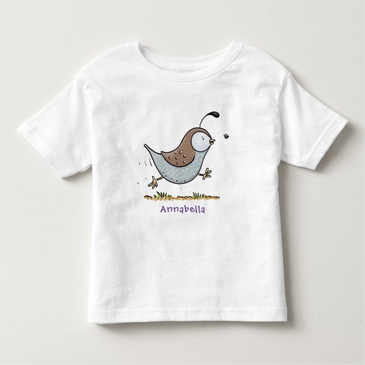 Cute happy californian quail cartoon afbeelding kinder shirts (Voorkant)