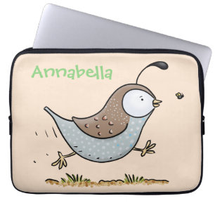 Cute happy californian quail cartoon afbeelding laptop sleeve
