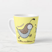 Cute happy californian quail cartoon afbeelding latte mok (Linkerhoek)