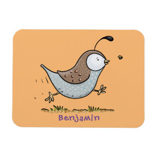 Cute happy californian quail cartoon afbeelding magneet