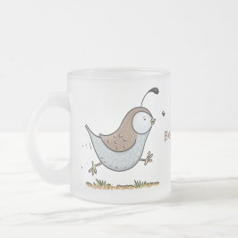 Cute happy californian quail cartoon afbeelding matglas koffiemok