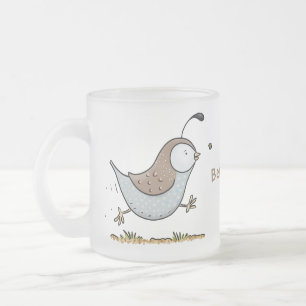 Cute happy californian quail cartoon afbeelding matglas koffiemok