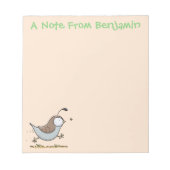 Cute happy californian quail cartoon afbeelding notitieblok (Voorkant)