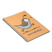 Cute happy californian quail cartoon afbeelding notitieboek (Rechterzijde)