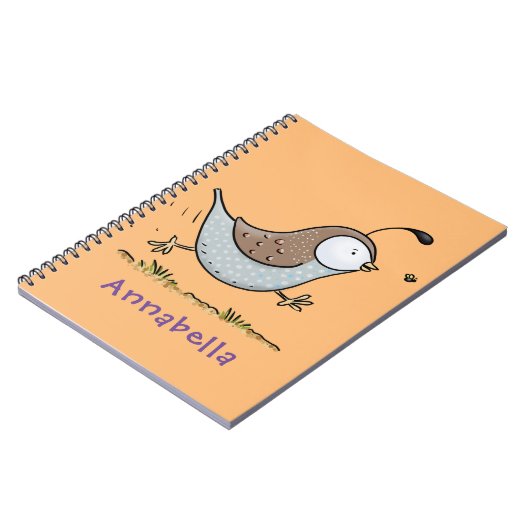 Cute happy californian quail cartoon afbeelding notitieboek (Linkerzijde)