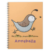 Cute happy californian quail cartoon afbeelding notitieboek (Voorkant)