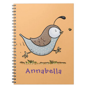 Cute happy californian quail cartoon afbeelding notitieboek