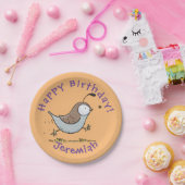 Cute happy californian quail cartoon afbeelding papieren bordje (Feest)
