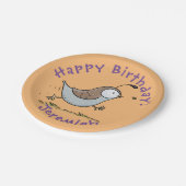 Cute happy californian quail cartoon afbeelding papieren bordje (Gekanteld)