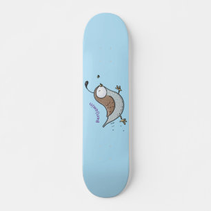 Cute happy californian quail cartoon afbeelding persoonlijk skateboard