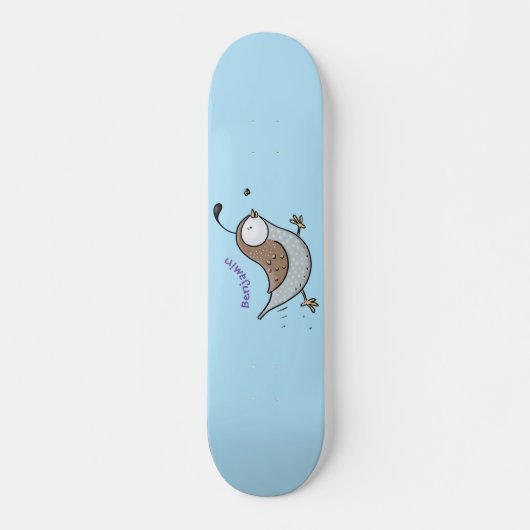 Cute happy californian quail cartoon afbeelding persoonlijk skateboard (Voorkant)