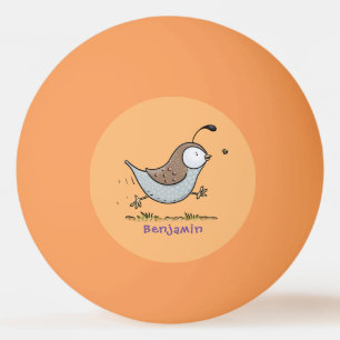 Cute happy californian quail cartoon afbeelding pingpongbal