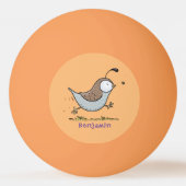 Cute happy californian quail cartoon afbeelding pingpongbal (Achterkant)