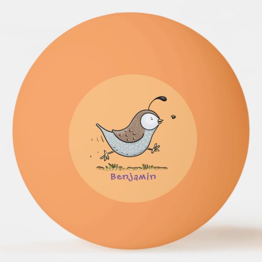 Cute happy californian quail cartoon afbeelding pingpongbal (Achterkant)